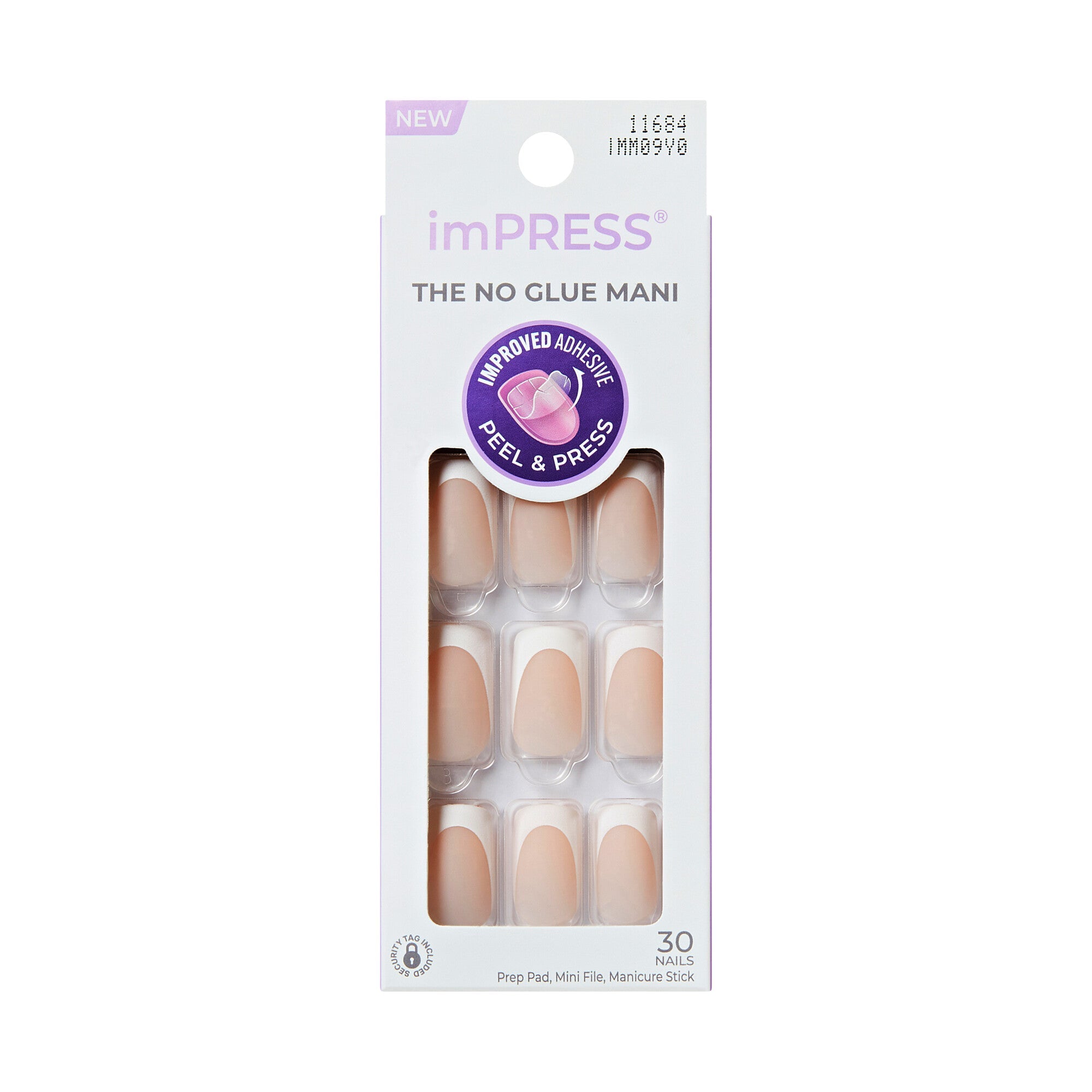 KISS imPRESS The No Glue Mani Medium Square Matte White French Tip Press-On Nails – This Luv - KS imPRESS Nails - This Luv official pack