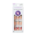 KISS imPRESS The No Glue Mani Medium Square Zebra French Tip Press-On Nails with Pink Floral Accents – Frilly - KS imPRESS Nails - Frilly official pack