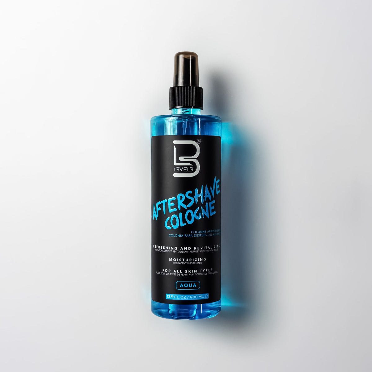 L3 VEL3 After Shave Spray Cologne - Aqua 13.5 Oz — official pack photo L3-AFTSHV-AQUA-400ML (L3-AFTSHV-AQUA-400ML03.jpg) from lv3.com
