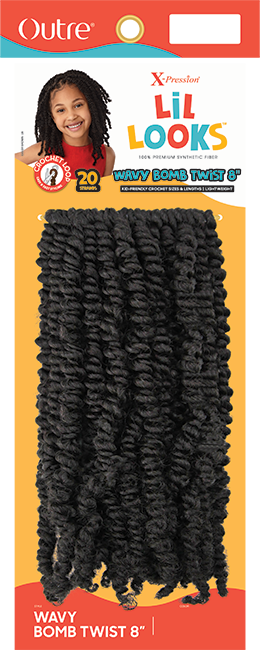X-Pression Lil Looks Wavy Bomb Twist 8" (Kids) — official pack photo (Lil-Looks_Wavy-Bomb-Twist-8in.png) from outre.com