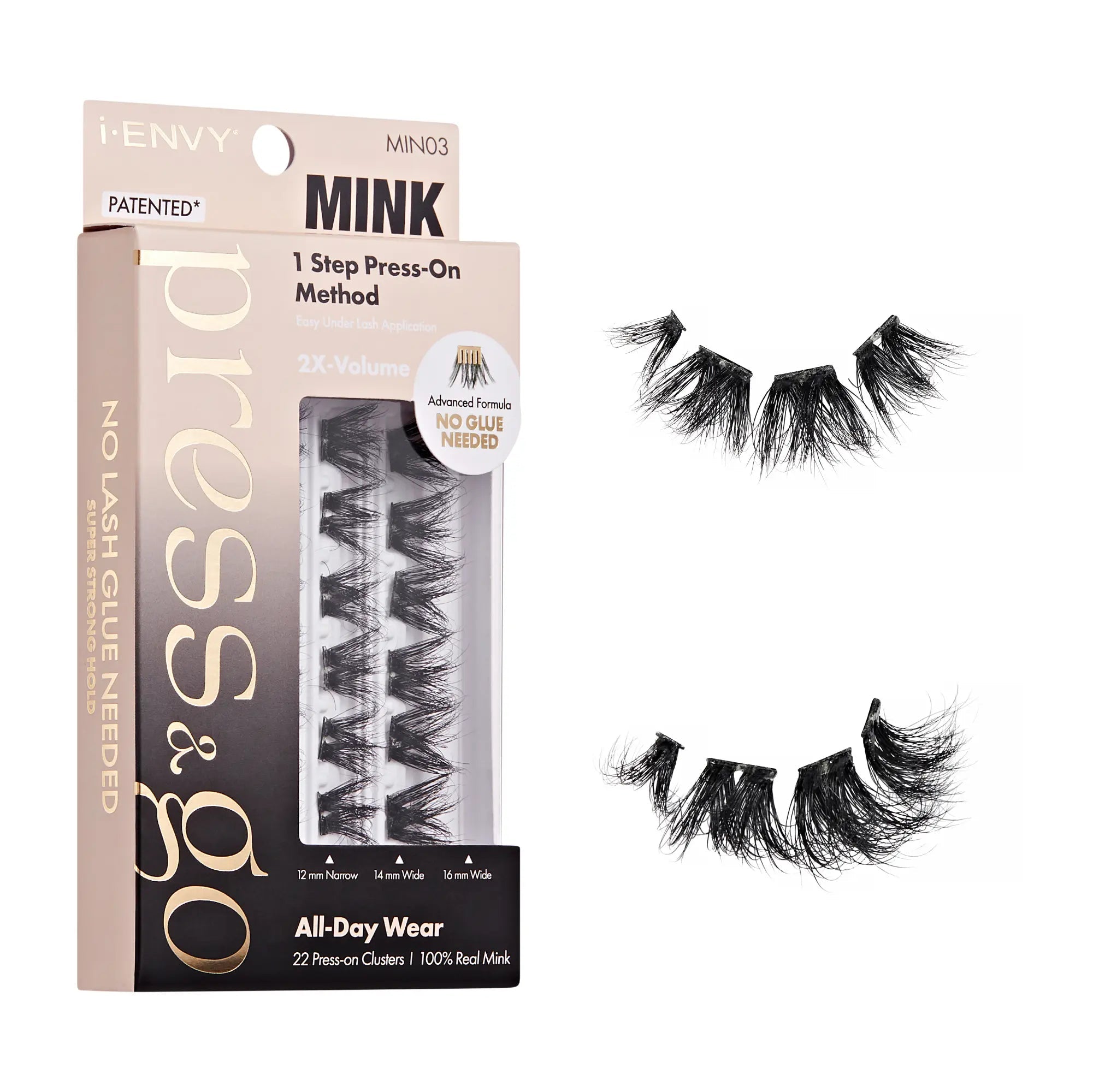I-ENVY Press & Go 100% Real Mink Pre-Glued Press-On Lash Clusters official pack