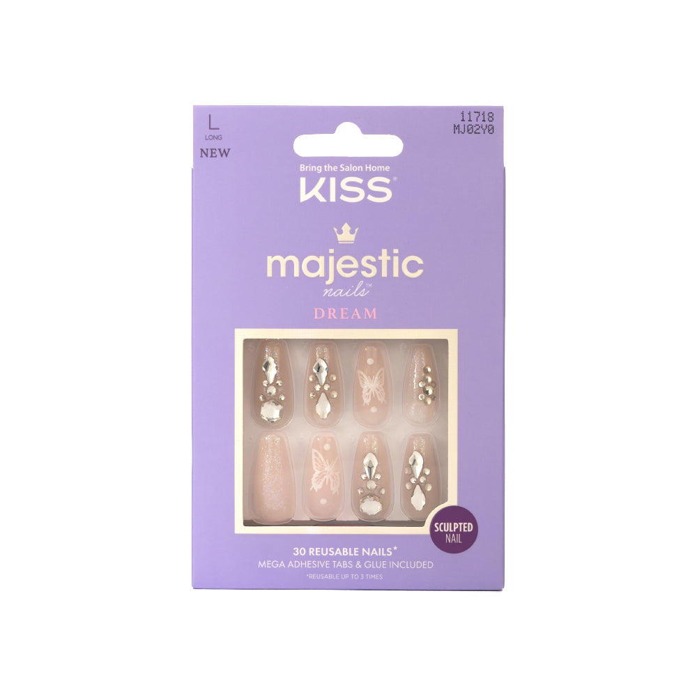 Kiss Majestic Press On Luxury High Shine Gel Nails - WONDROUS — official pack MJ02Y0 from ivyusa.com