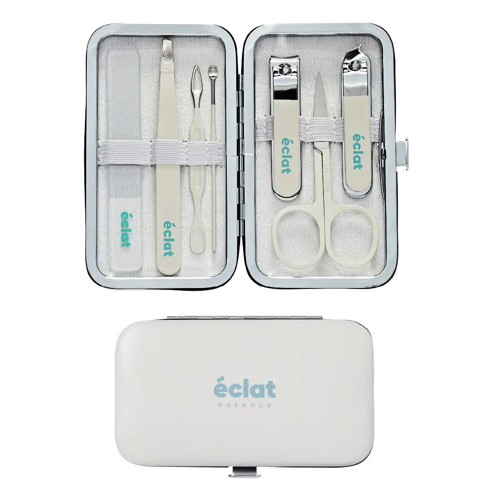éclat All-in-One Manicure & Pedicure Grooming Kit with Travel Case – Cream (7 / 10 / 18 pcs) official pack