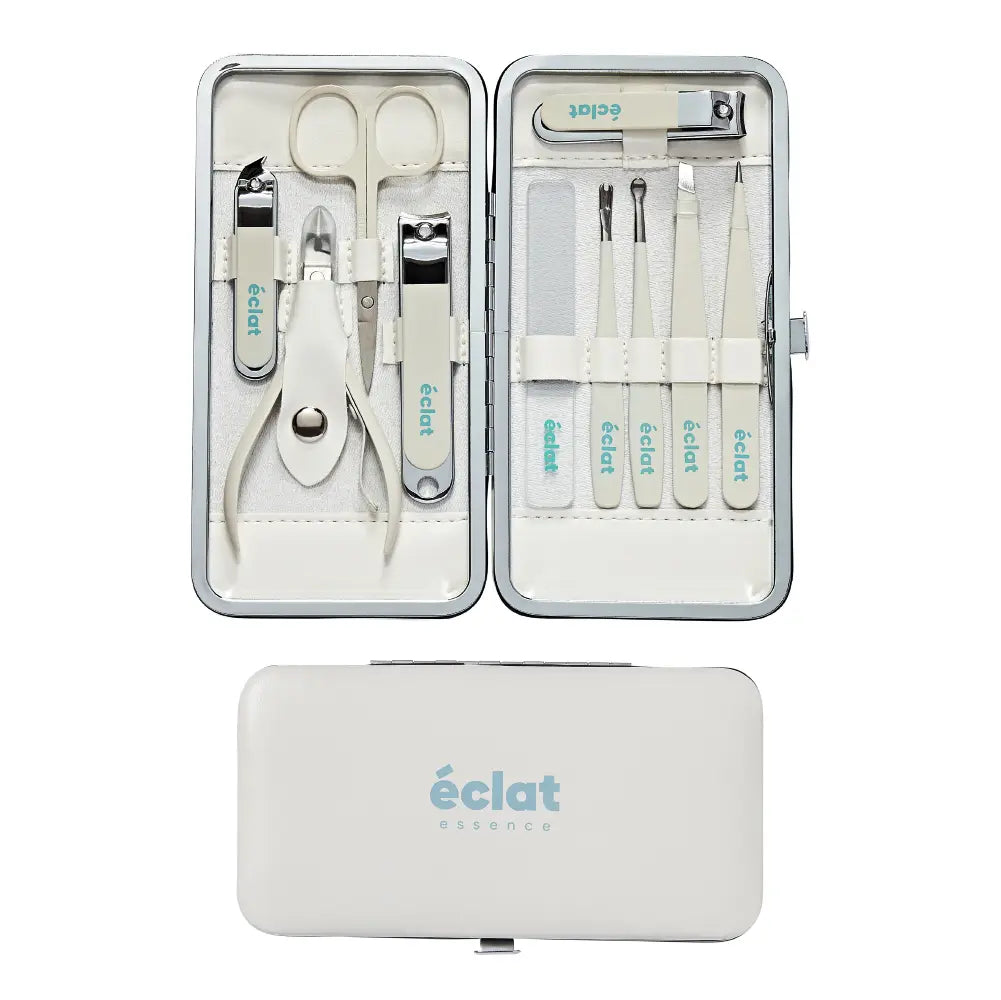éclat All-in-One Manicure & Pedicure Grooming Kit with Travel Case – Cream (7 / 10 / 18 pcs) official pack