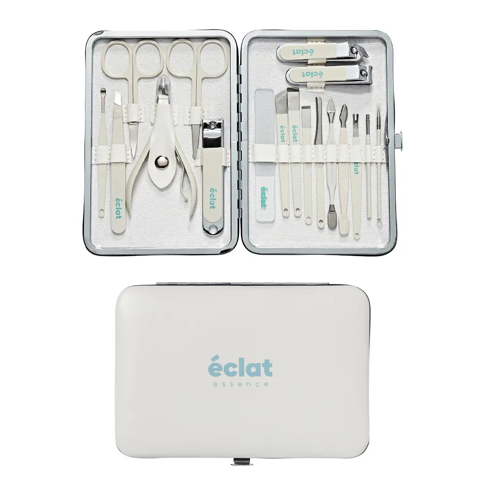 éclat All-in-One Manicure & Pedicure Grooming Kit with Travel Case – Cream (7 / 10 / 18 pcs) official pack