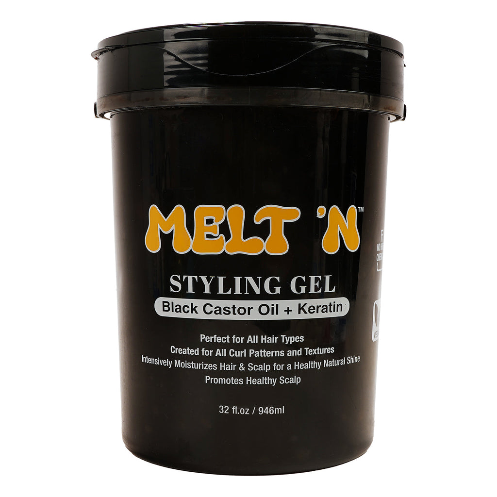 Ebin Melt'n Styling Gel Keratin And Black Castor Oil Black 32 Oz — official pack photo MSG946-BK (MSG946-BK.jpg) from ebinnewyork.com