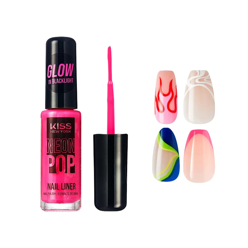 Kiss New York Precision Brush Nail Art Liner – Perfect for Fine Detailing - Neon Pink official pack