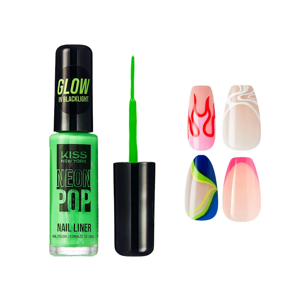 Kiss New York Precision Brush Nail Art Liner – Perfect for Fine Detailing - Neon Green official pack