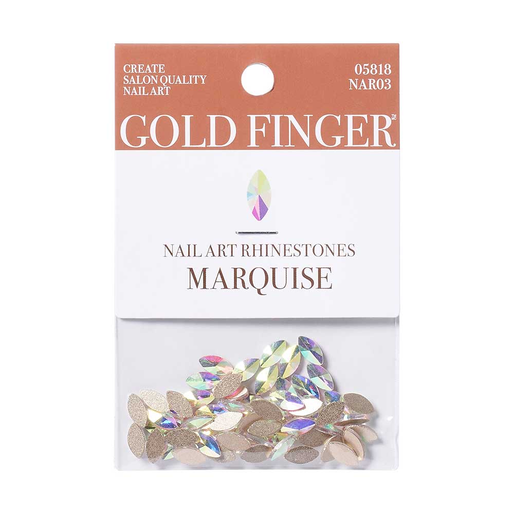 Gold Finger Nail Art Rhinestones - Marquise official pack