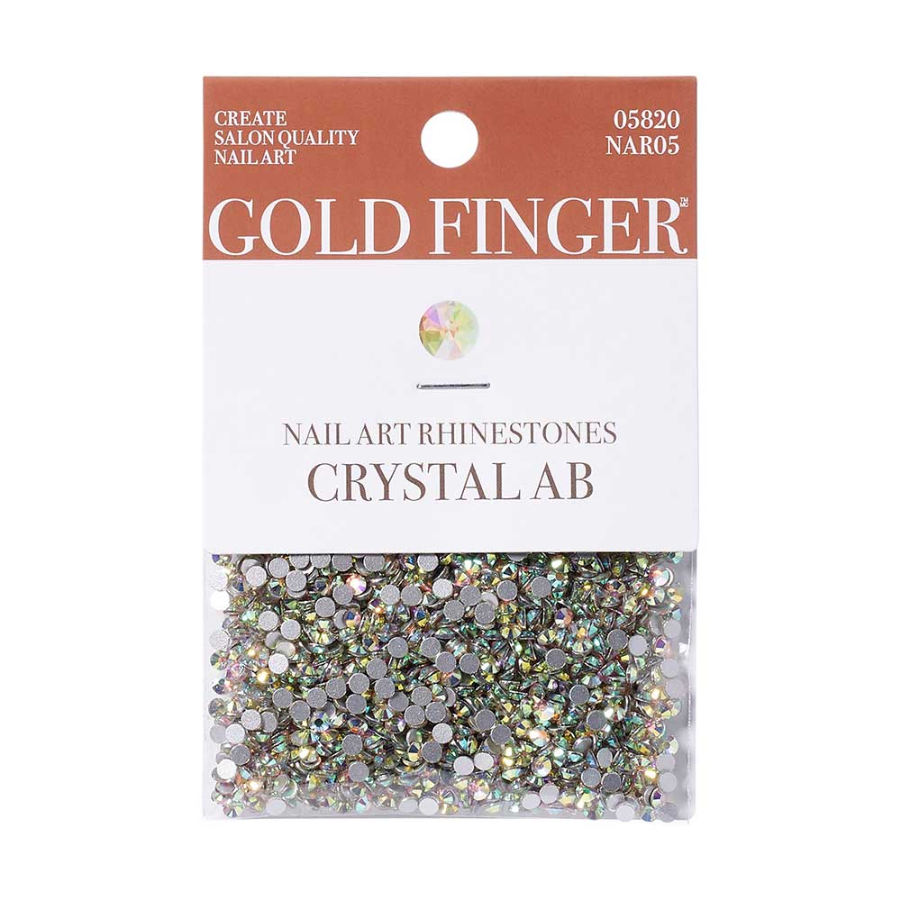 Gold Finger Nail Art Rhinestones - Crystal AB official pack