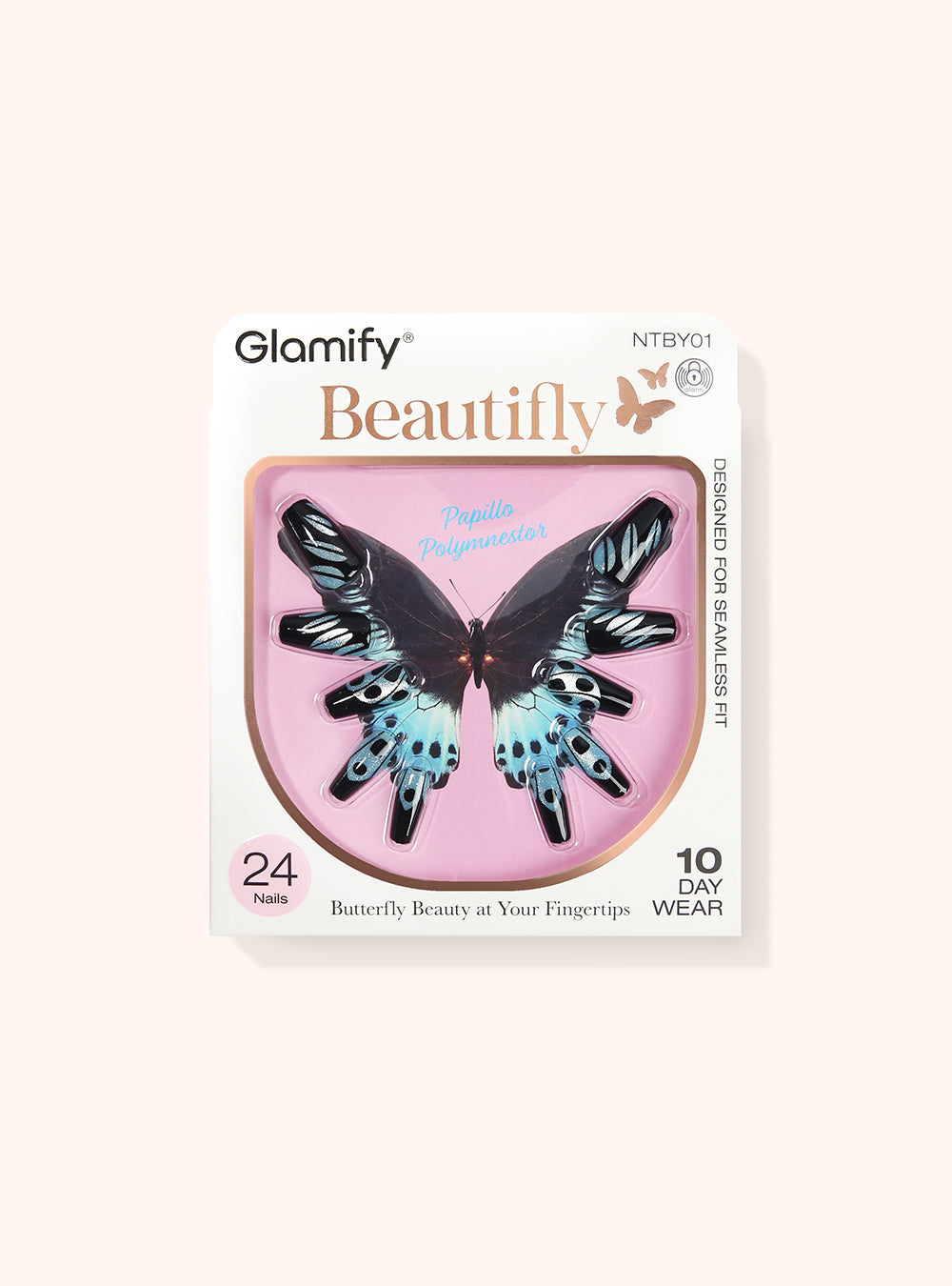 Absolute New York Beautify Press On Nail, Butterfly Beauty At Your Fingertips, 1 — official pack NTBY01 from absolutenewyork.com
