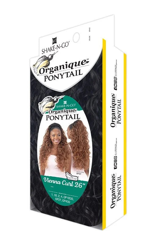 Freetress Shake N Go Equal Organique Ponytail Vienna Curl 26" — official pack photo (PEV26_PKG.jpg) from snghair.com