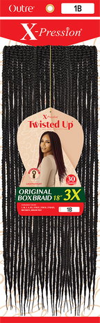 Outre X-Pression - Twisted up - Original Box Braid 18" 3X (2T1B/30) — official pack photo (PKG_Twisted-Up_Original-Box-Braid-18-3X.png) from outre.com
