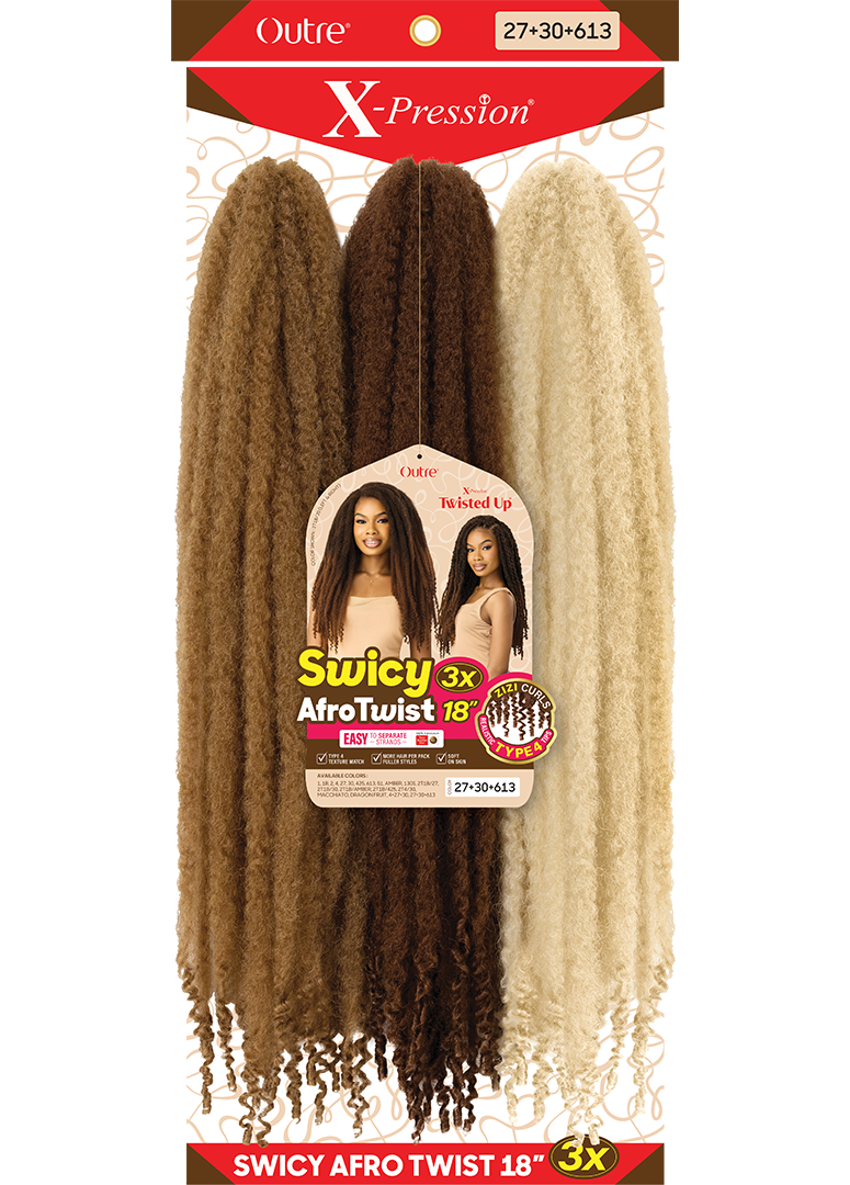 Outre X-Pression Twisted Up - Swicy Afro Twist 18" 3X (1 Pack, OFF BLACK 1B) — official pack photo (PKG_Xpression_Twisted-Up_Swicy-Afro-Twist-18-3X-1.png) from outre.com
