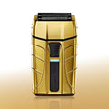 PSV01_main "The packaging of a product called "RED PRO" with the model number "PSVD1." The product is a cordless shaver, prominently displayed in the center of the packaging. The shaver has a sleek, gold-colored design with the brand name "RED PRO" visibl