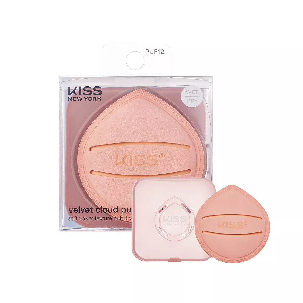 Kiss New York Velvet Cloud Latex Free Wet or Dry Reusable Makeup Sponge Puff For Liquids & Powders official pack