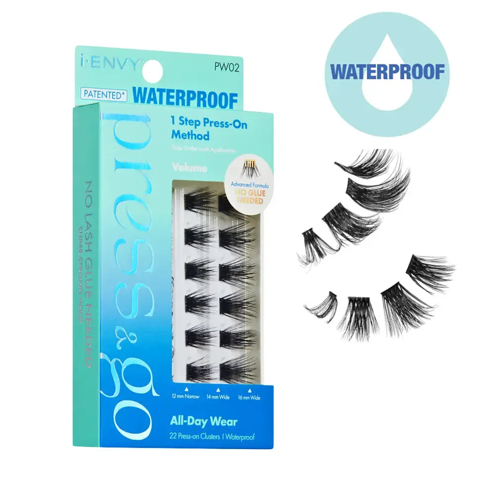 I-ENVY Press & Go Waterproof No Glue Lash Clusters – 22 Reusable Self-Adhesive Press-On Lashes official pack