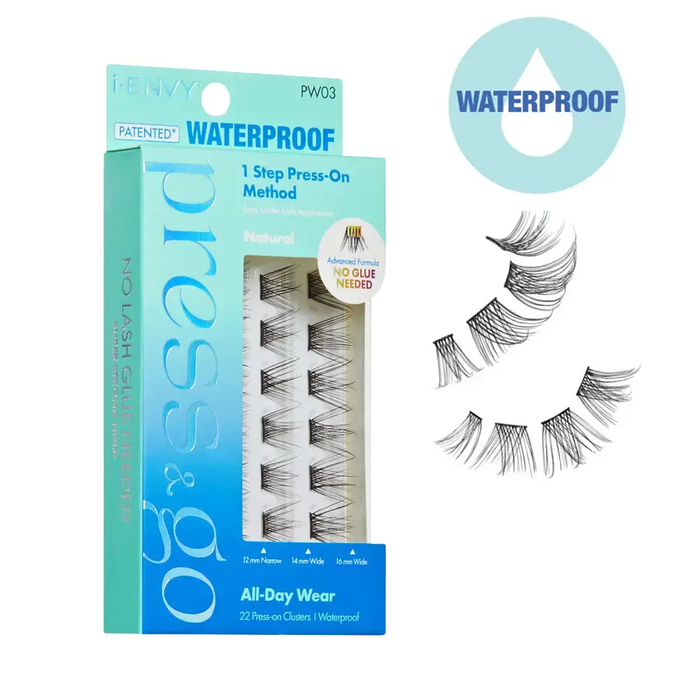 I-ENVY Press & Go Waterproof No Glue Lash Clusters – 22 Reusable Self-Adhesive Press-On Lashes official pack