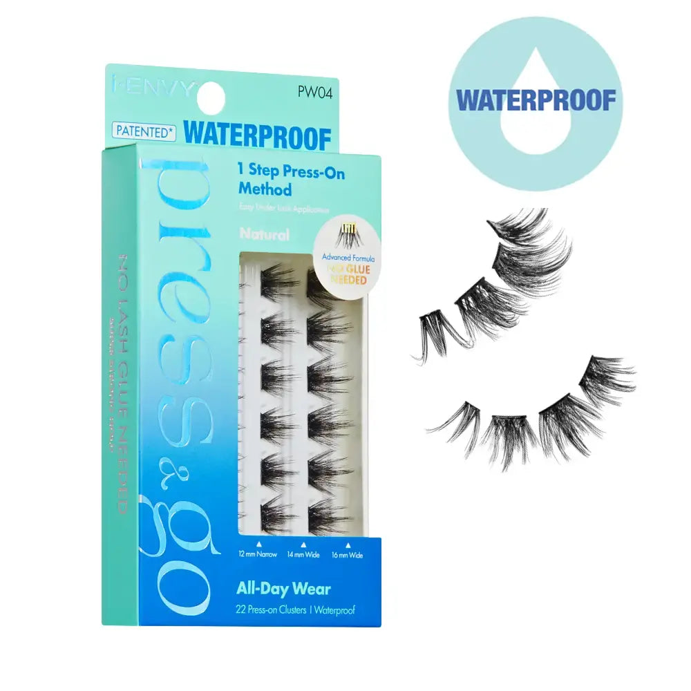 I-ENVY Press & Go Waterproof No Glue Lash Clusters – 22 Reusable Self-Adhesive Press-On Lashes official pack