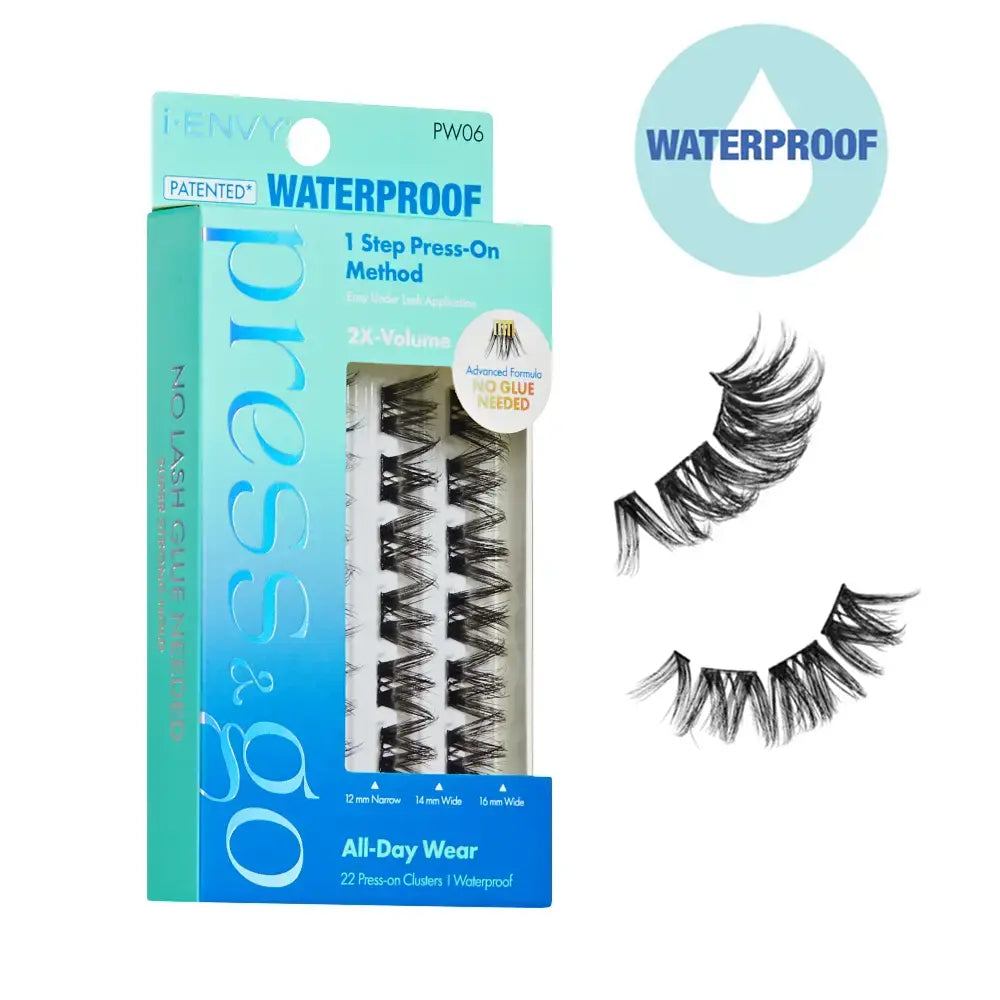 I-ENVY Press & Go Waterproof No Glue Lash Clusters – 22 Reusable Self-Adhesive Press-On Lashes official pack
