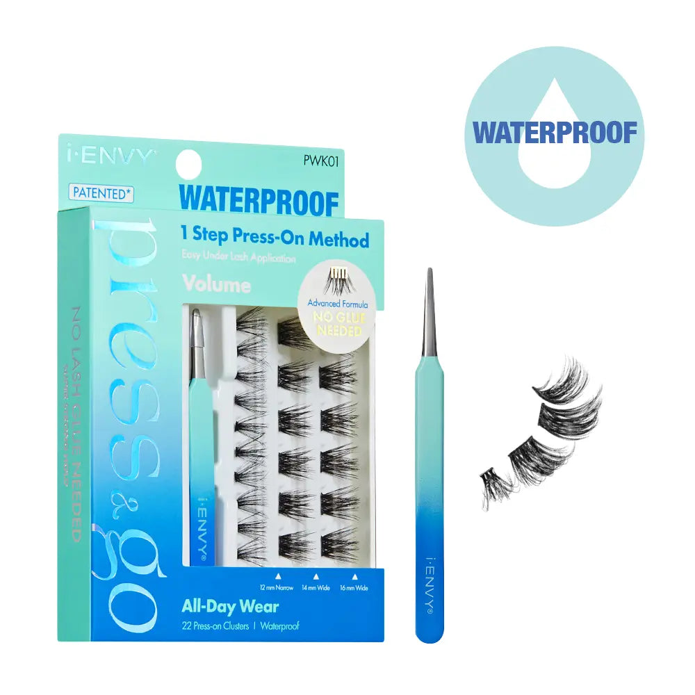 I-ENVY Press & Go Waterproof No Glue Cluster Lash & Applicator Kit - Self-Adhesive, Reusable Eyelashes official pack