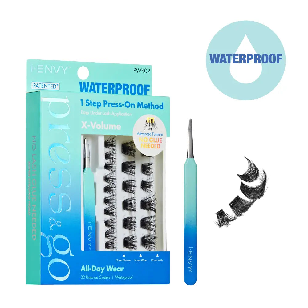 I-ENVY Press & Go Waterproof No Glue Cluster Lash & Applicator Kit - Self-Adhesive, Reusable Eyelashes official pack