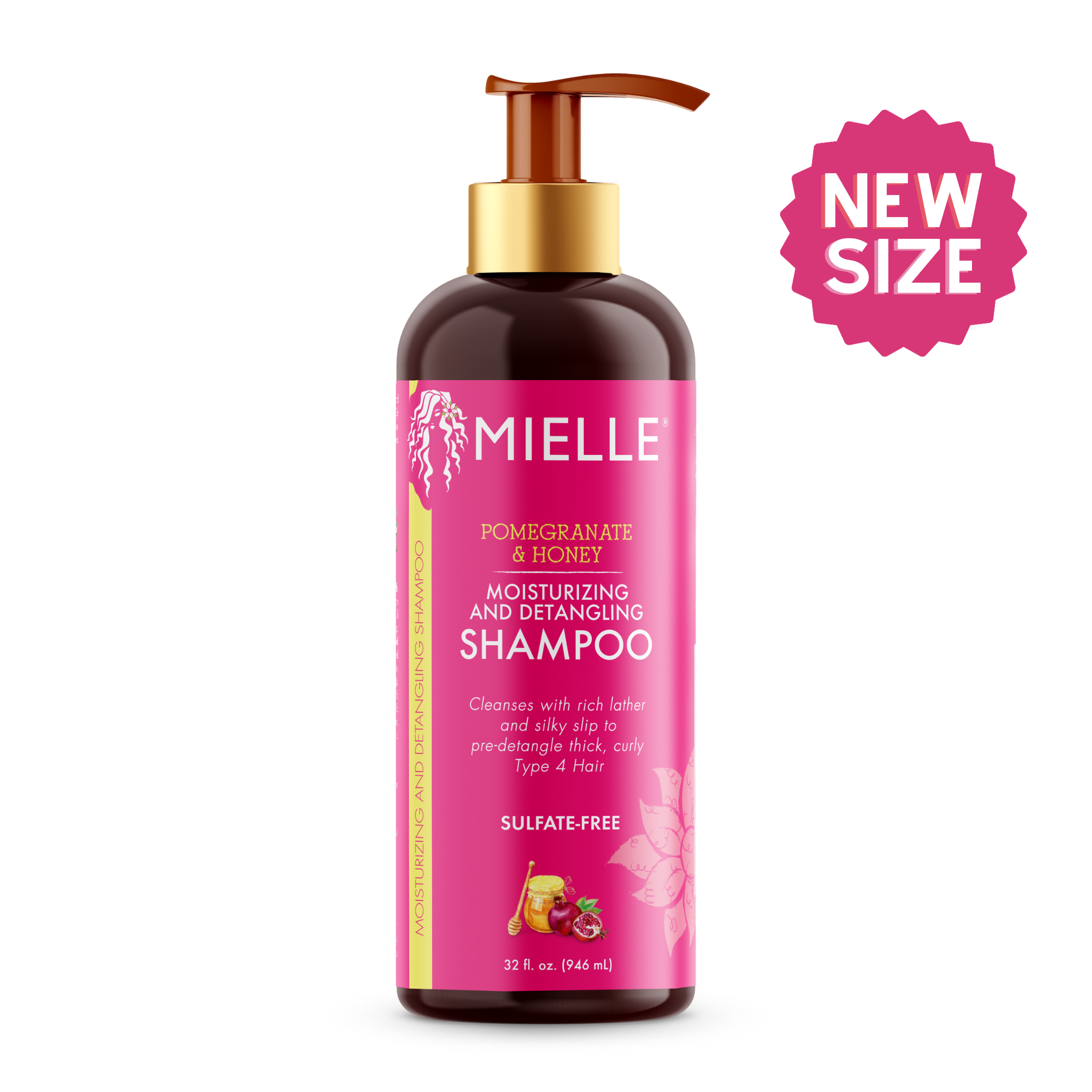 Mielle Organics Pomegranate & Honey Shampoo 32oz — official pack photo 80822713 (Pomegranate_honey_shampoo_32oz_front_2.png) from mielleorganics.com