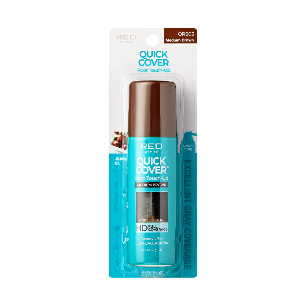 RED by KISS Quick Cover Root Touch Up Spray - Medium Brown official pack
