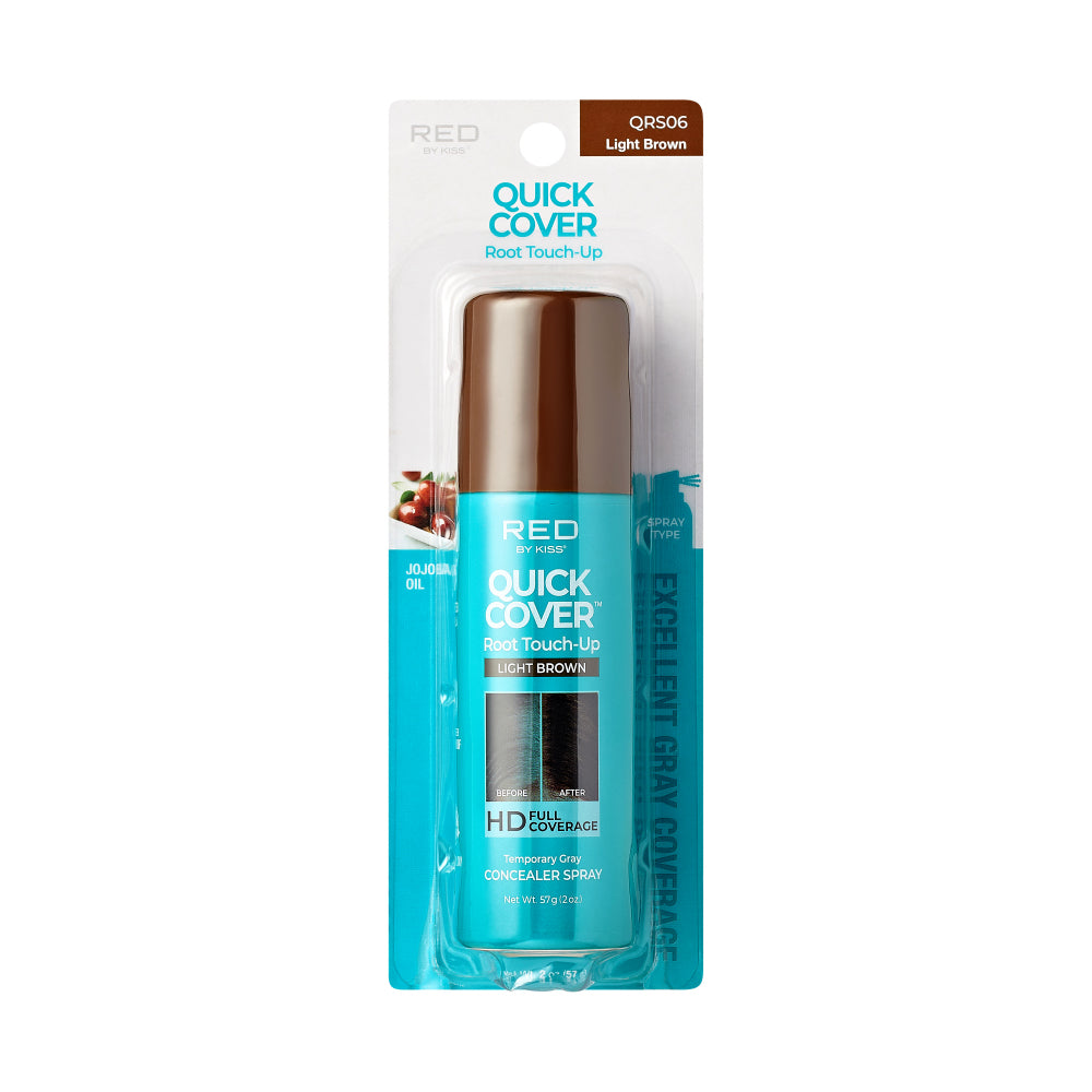 RED by KISS Quick Cover Root Touch Up Spray - Light Brown official pack