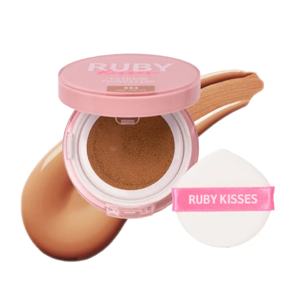 Ruby Kisses Cushion Foundation Compact - Full Coverage with Skincare Benefits, Suitable for Light to Dark Shades official pack