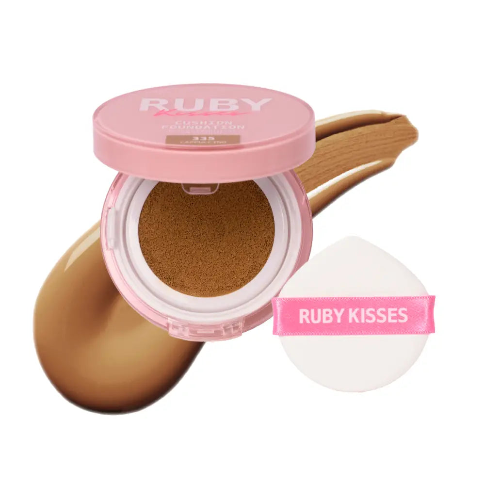 Ruby Kisses Cushion Foundation Compact - Full Coverage with Skincare Benefits, Suitable for Light to Dark Shades official pack
