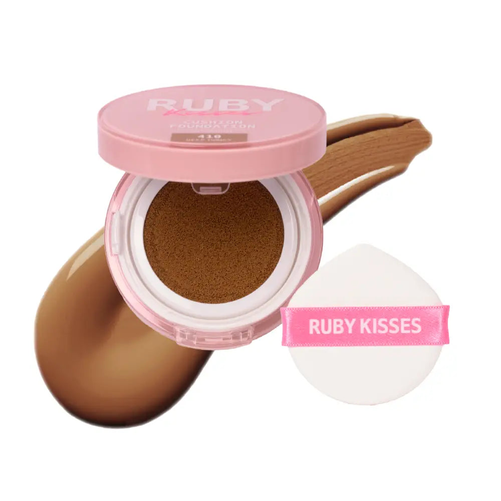 Ruby Kisses Cushion Foundation Compact - Full Coverage with Skincare Benefits, Suitable for Light to Dark Shades official pack