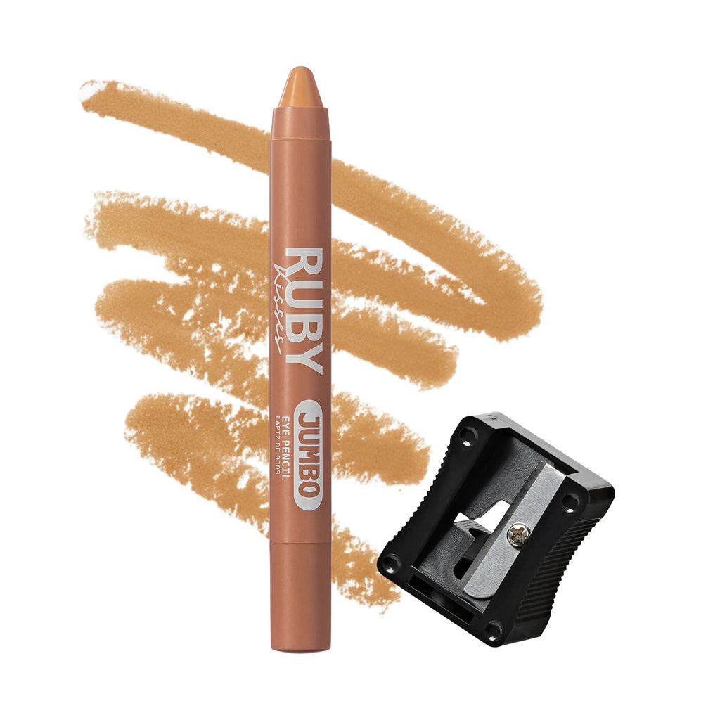 Ruby Kisses Jumbo Eye Pencil with Sharpener – Smooth, Multi-Purpose Eye Makeup Stick - Latte official pack