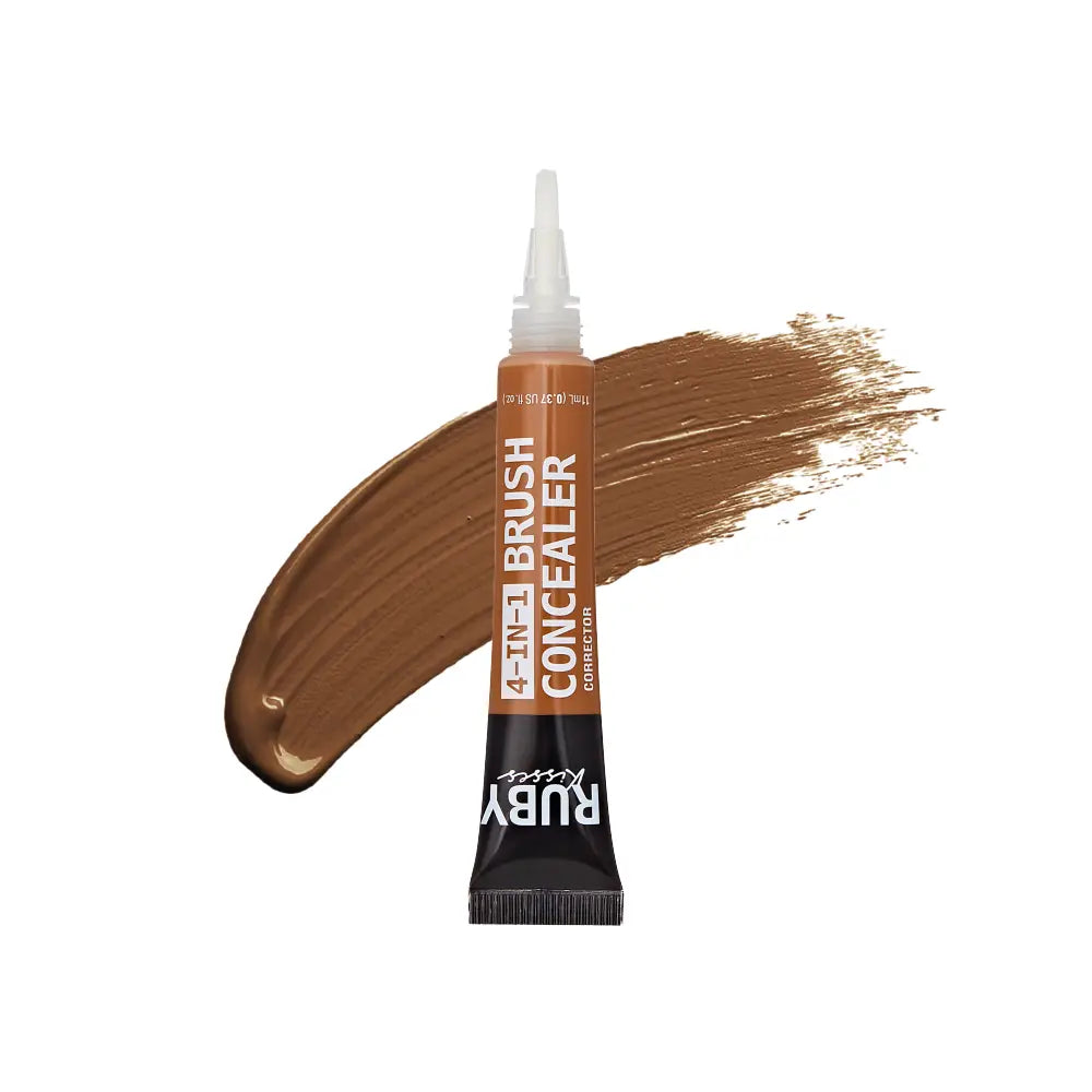Ruby Kisses 4-In-1 Full Coverage Concealer with Brush Tip - Deep Honey official pack