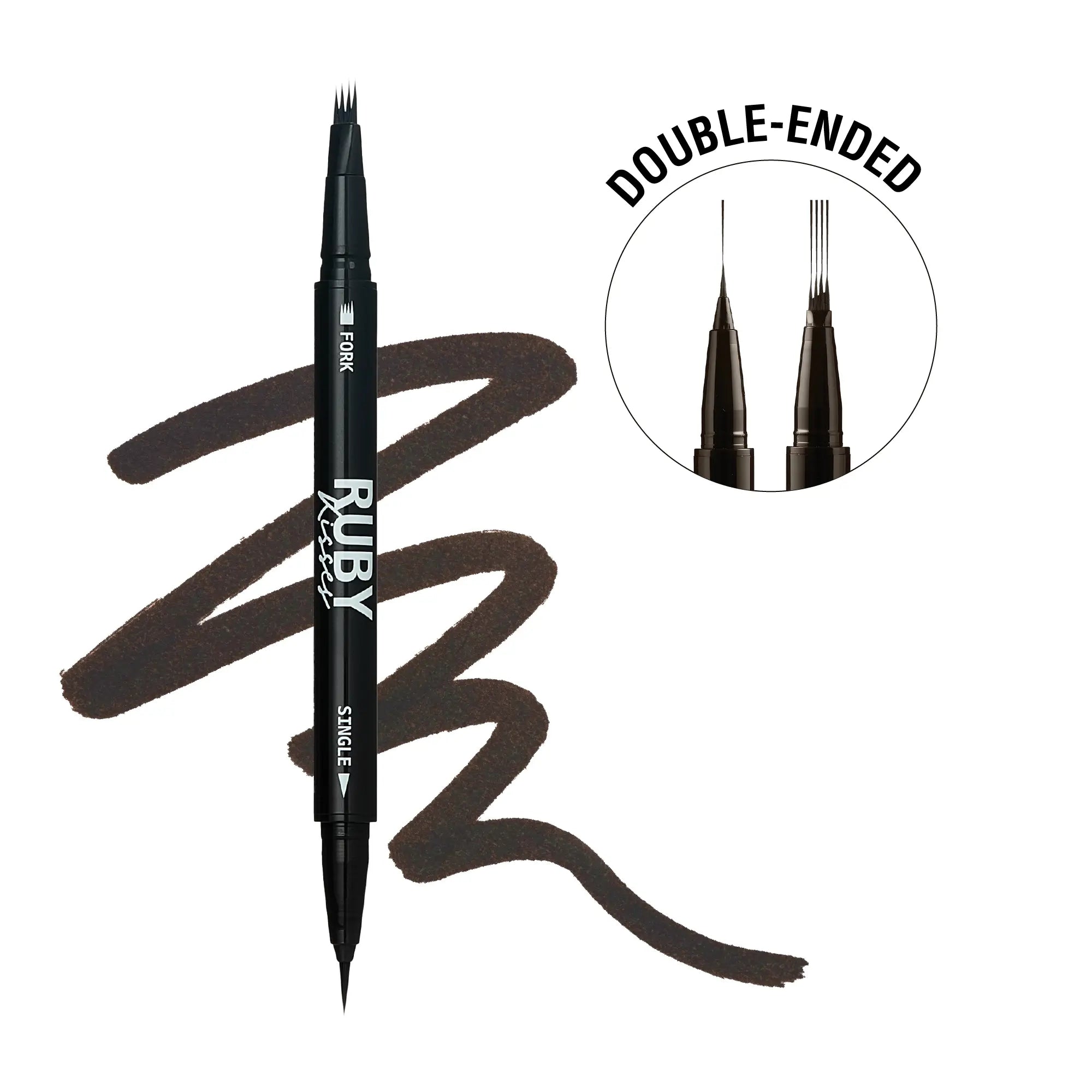 Ruby Kisses Duo Microblading Tattoo Waterproof Eyebrow Pencil - Medium Brown official pack