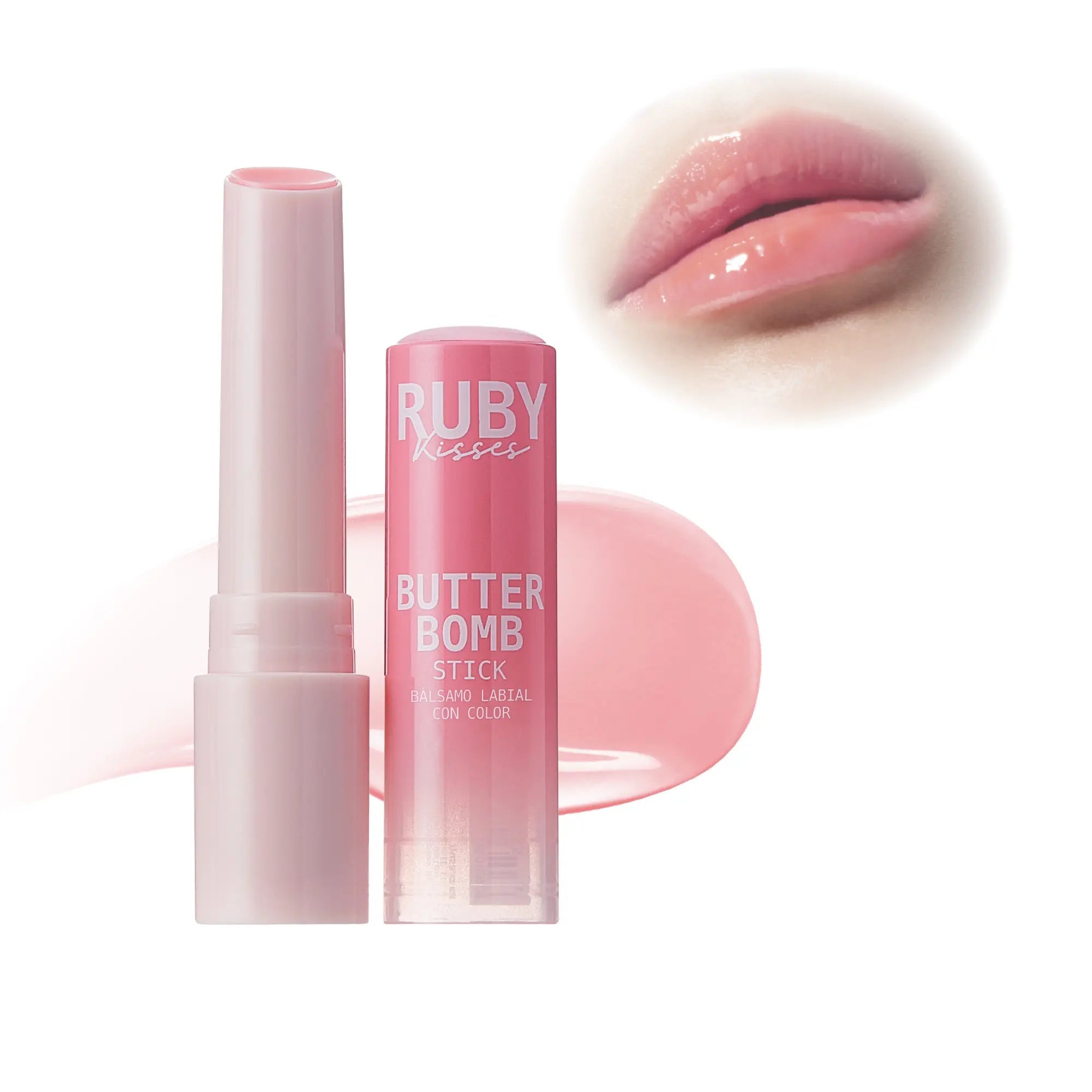 Ruby Kisses Butter Bomb Lip Balm – High Shine Tinted Gloss & Hydrating Lipstick With Shea Butter - Pink Sugar official pack