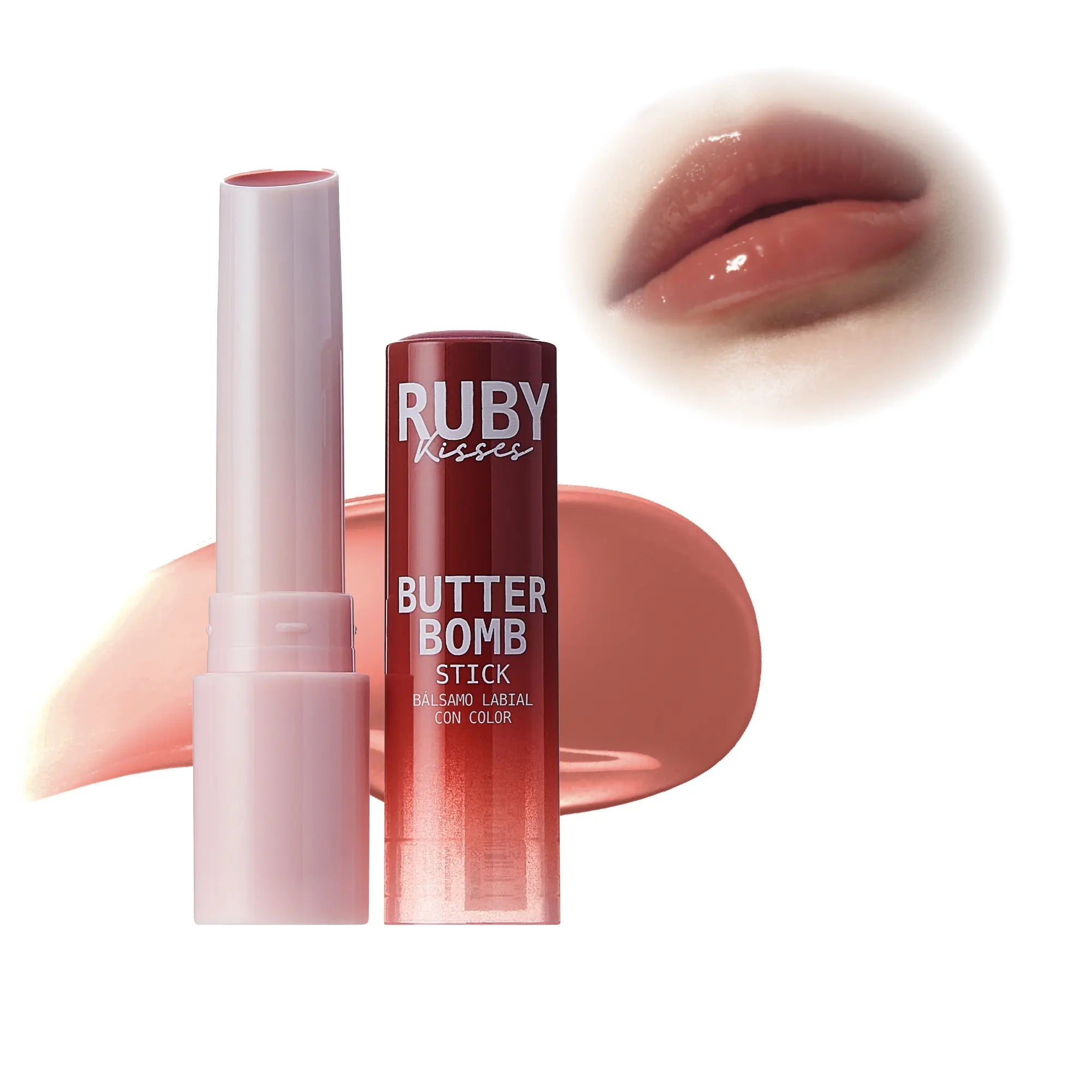 Ruby Kisses Butter Bomb Lip Balm – High Shine Tinted Gloss & Hydrating Lipstick With Shea Butter - Macaron official pack