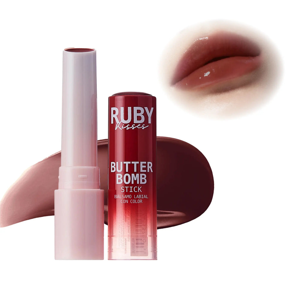 Ruby Kisses Butter Bomb Lip Balm – High Shine Tinted Gloss & Hydrating Lipstick With Shea Butter - Hot Chocolate official pack