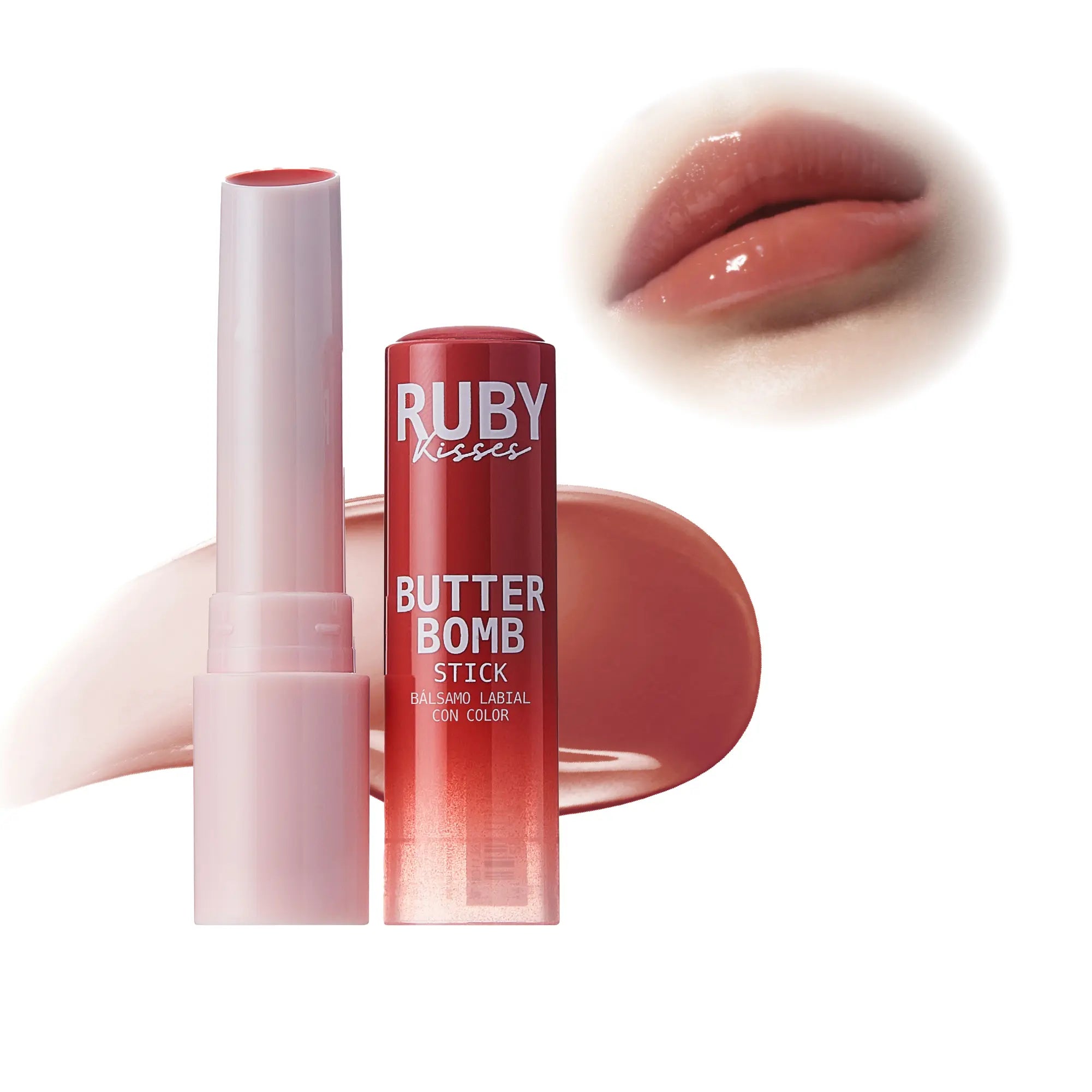 Ruby Kisses Butter Bomb Lip Balm – High Shine Tinted Gloss & Hydrating Lipstick With Shea Butter - Nutmeg official pack