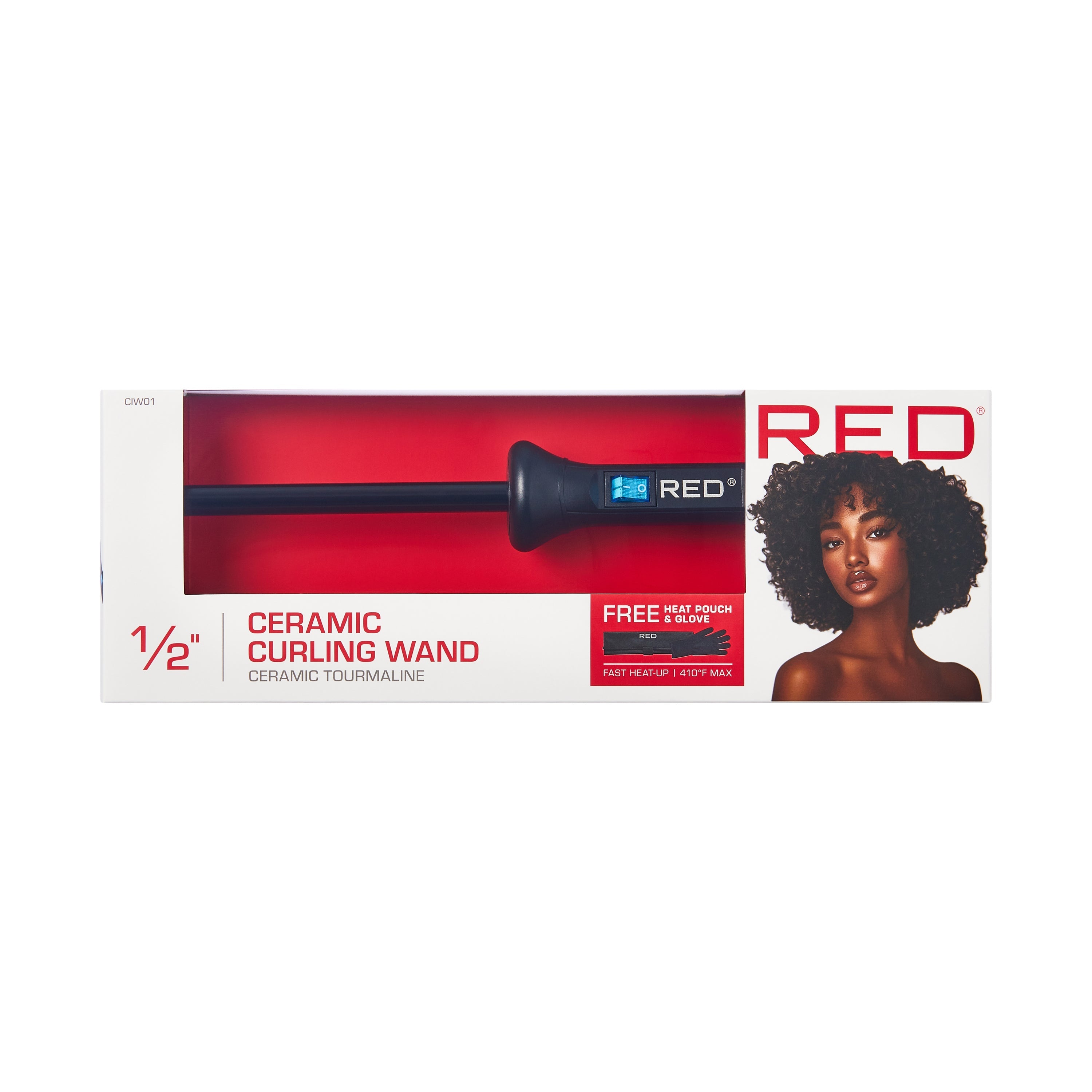 RED by KISS Ceramic Curling Wand Set With Interchangeable Barrels For Smooth Curls - 1/2" Curling Wand official pack