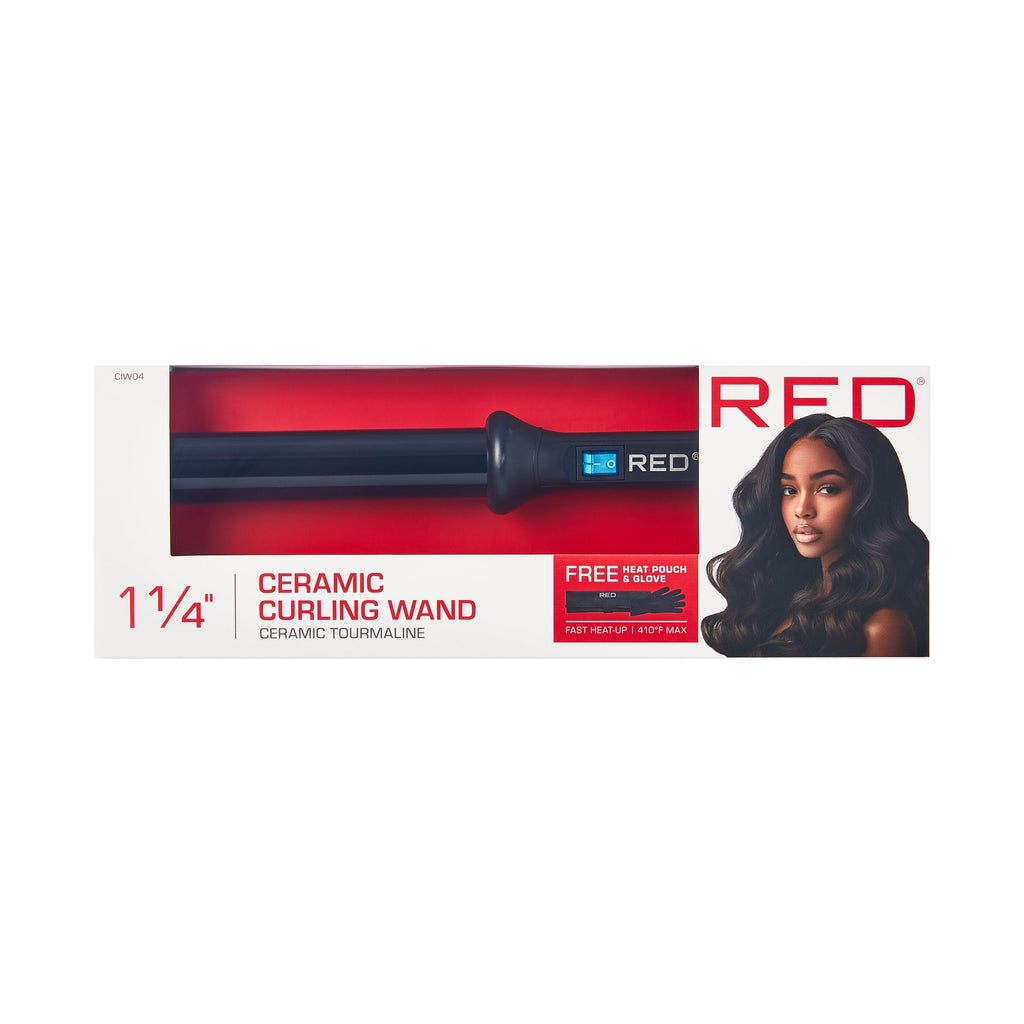 RED by KISS Ceramic Curling Wand Set With Interchangeable Barrels For Smooth Curls - 1 1/4" Curling Wand official pack