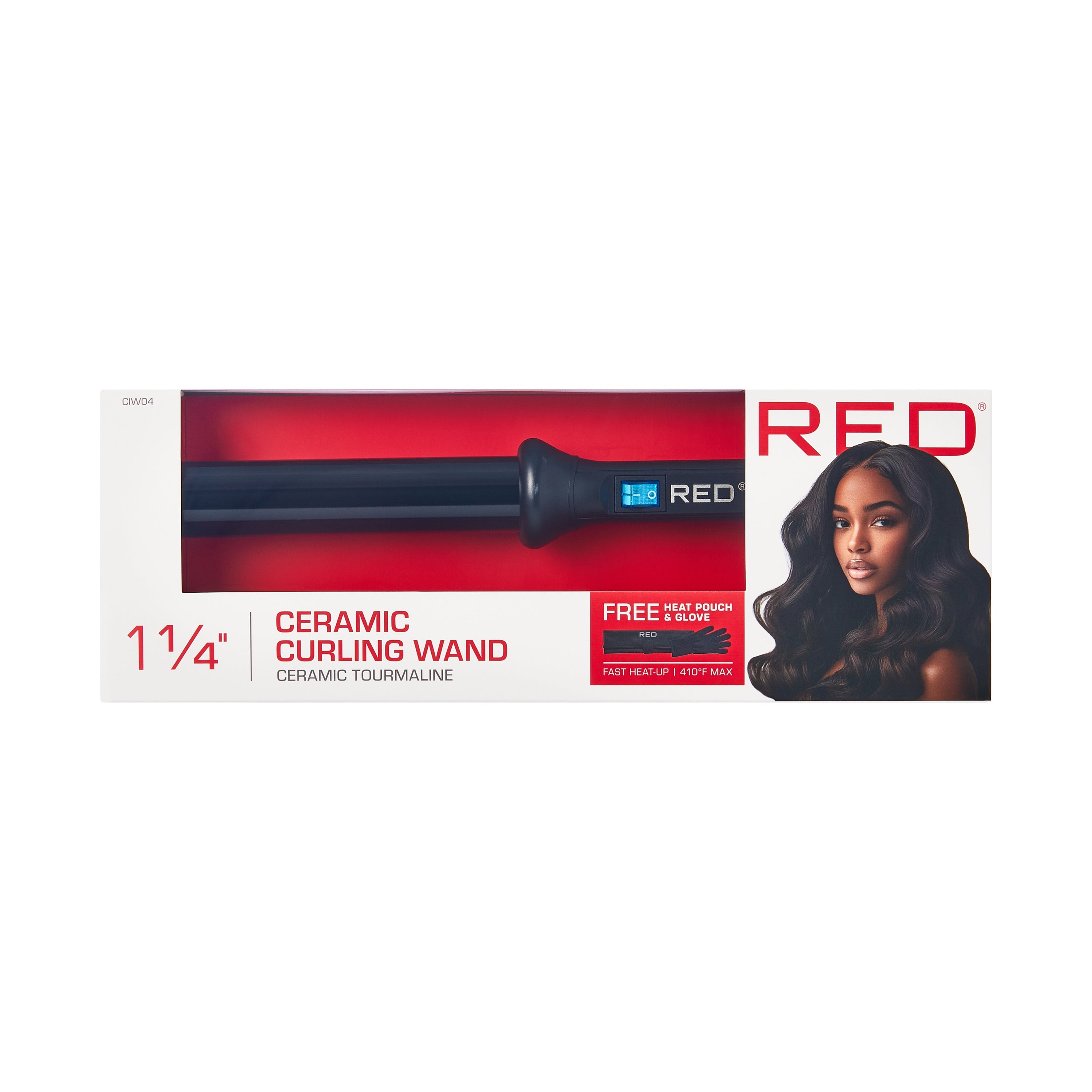 RED by KISS Ceramic Curling Wand Set With Interchangeable Barrels For Smooth Curls - 1 1/4" Curling Wand official pack