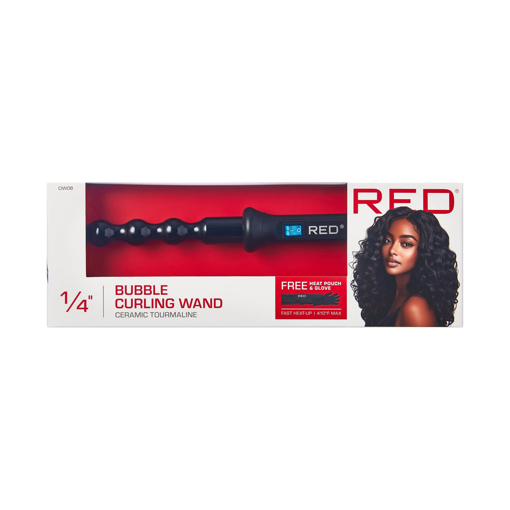 RED by KISS Ceramic Curling Wand Set With Interchangeable Barrels For Smooth Curls - Bubble Curling Wand official pack