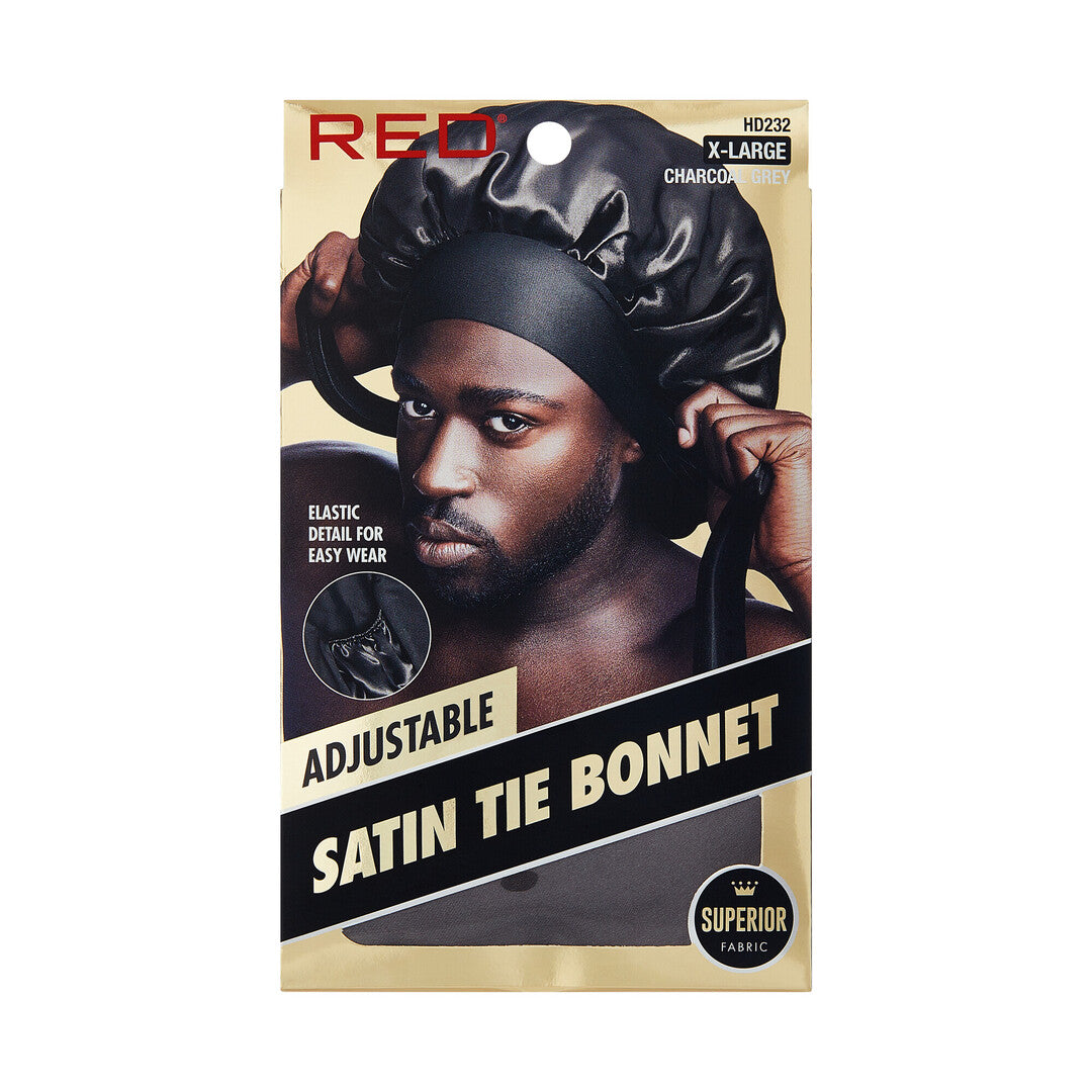 RED Adjustable Satin Tie Bonnet Sleep Cap for Braids, Locs & Natural Hair X-Large & Braid Sizes official pack