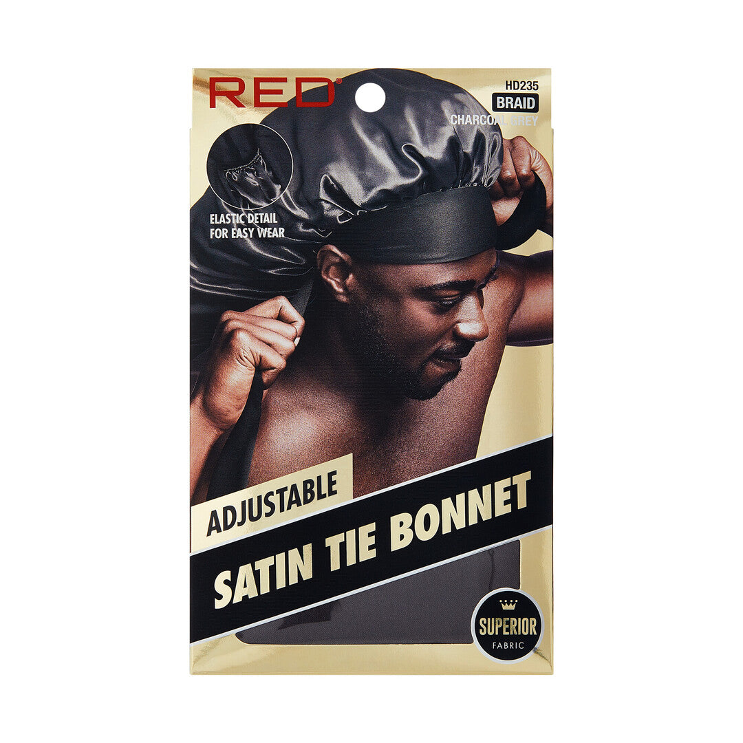 RED Adjustable Satin Tie Bonnet Sleep Cap for Braids, Locs & Natural Hair X-Large & Braid Sizes official pack