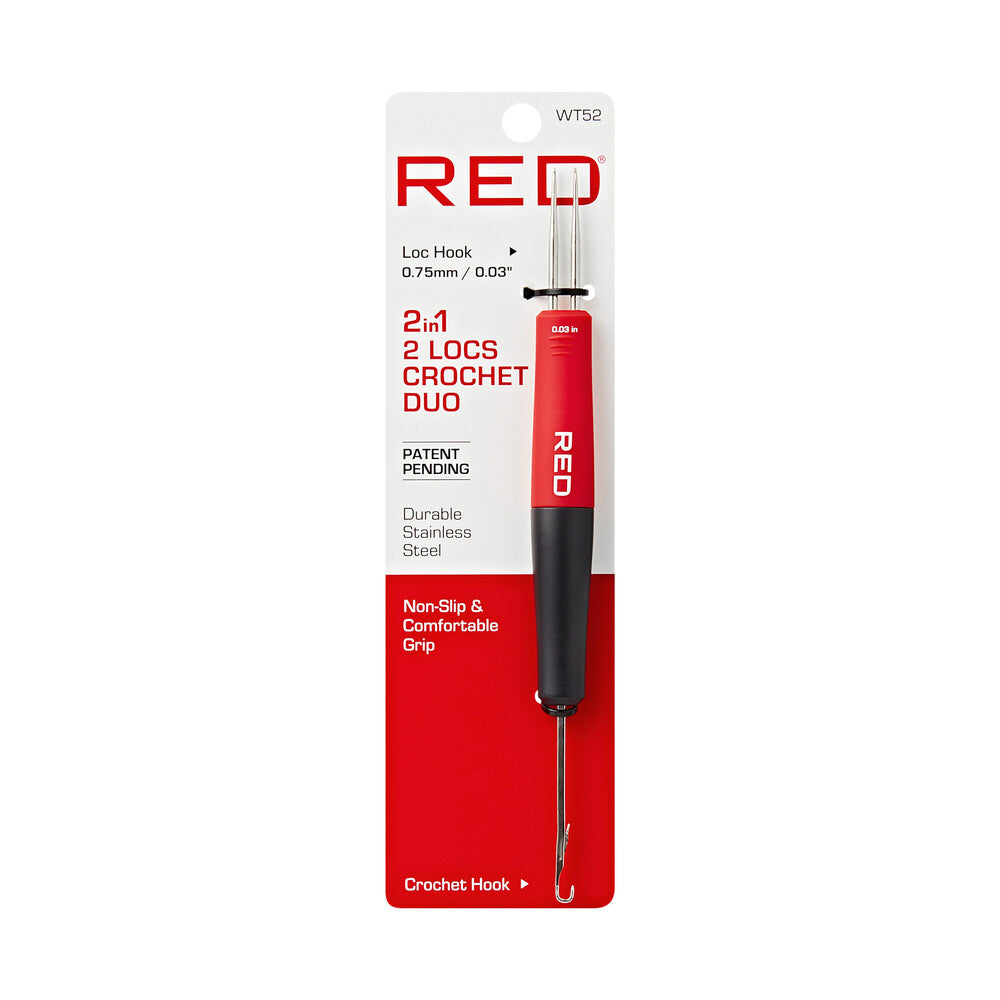 RED by KISS 2-in-1 Locs Crochet Duo - Professional Dreadlock Locking & Interlocking Tool, Durable Stainless Steel, Available in 1, 2, or 3 Prongs official pack
