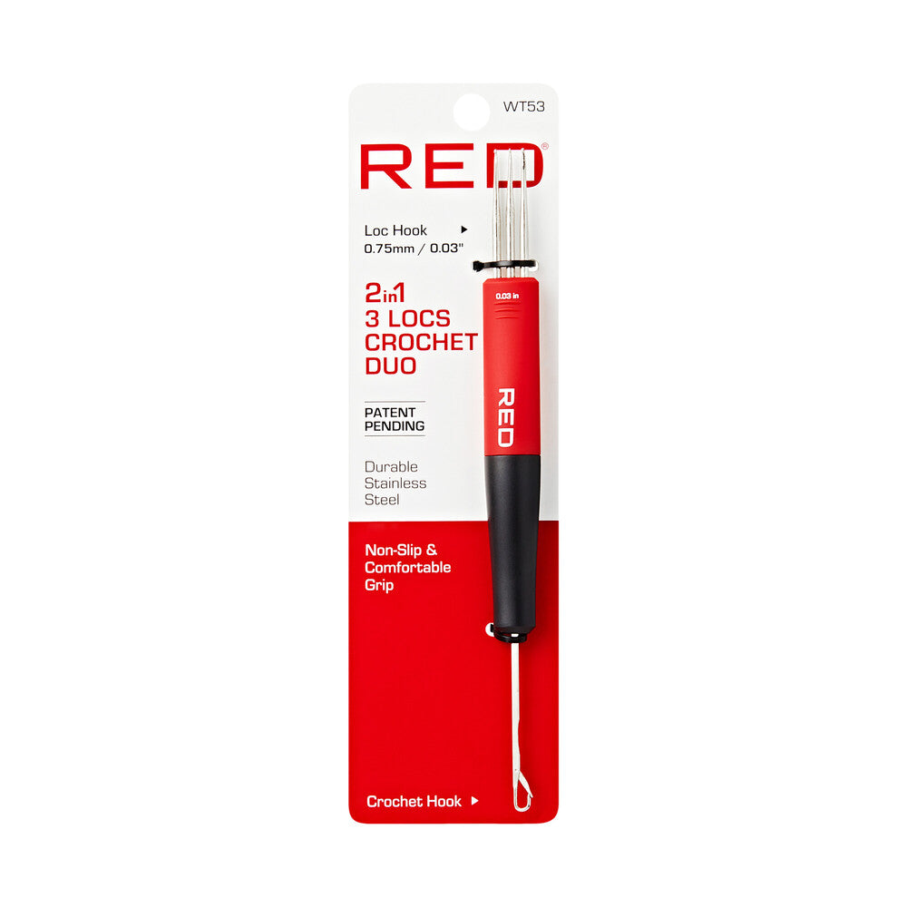 RED by KISS 2-in-1 Locs Crochet Duo - Professional Dreadlock Locking & Interlocking Tool, Durable Stainless Steel, Available in 1, 2, or 3 Prongs official pack