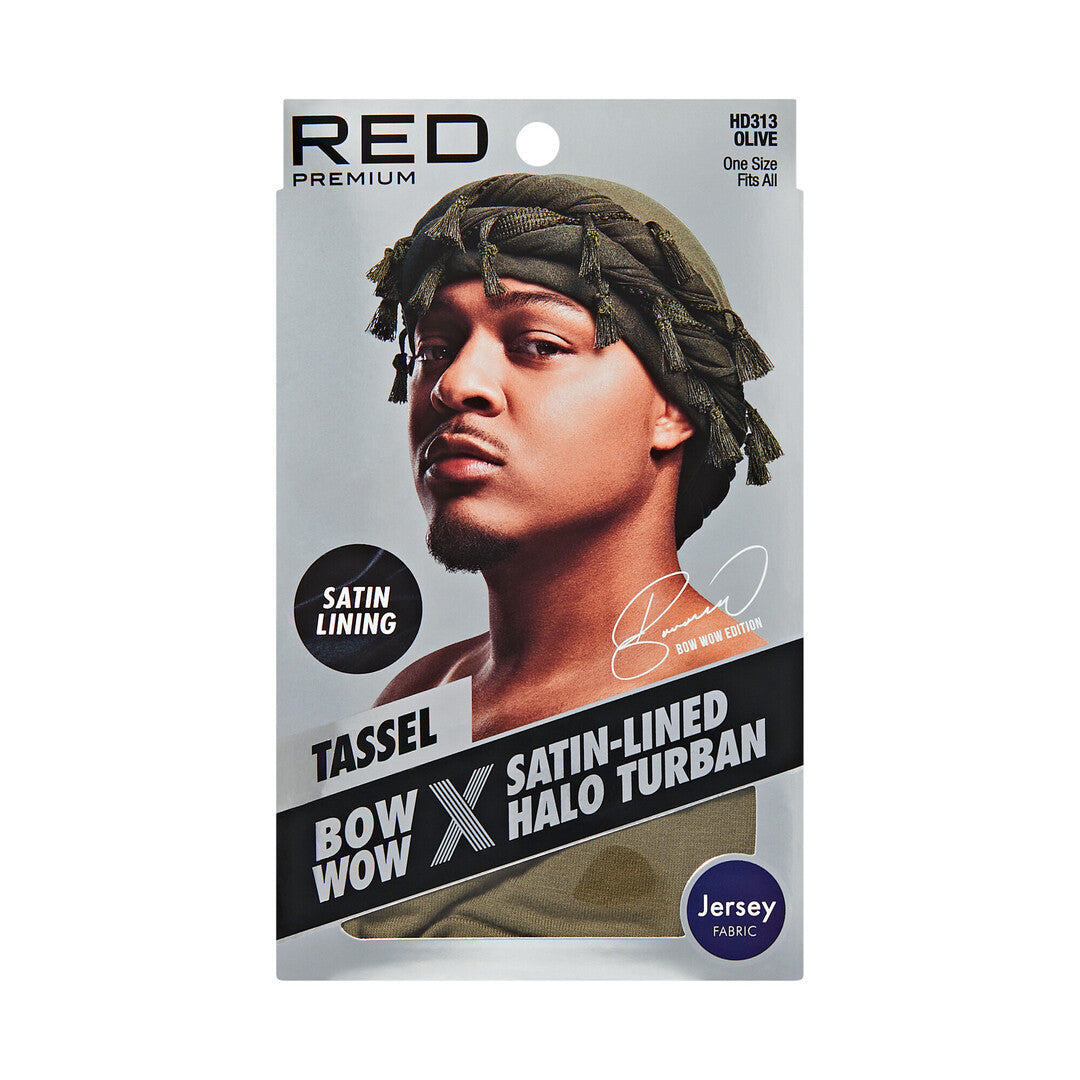 RED by KISS BOW WOW X Satin Lined Halo Tessel Turban Soft - Olive / Jersey official pack