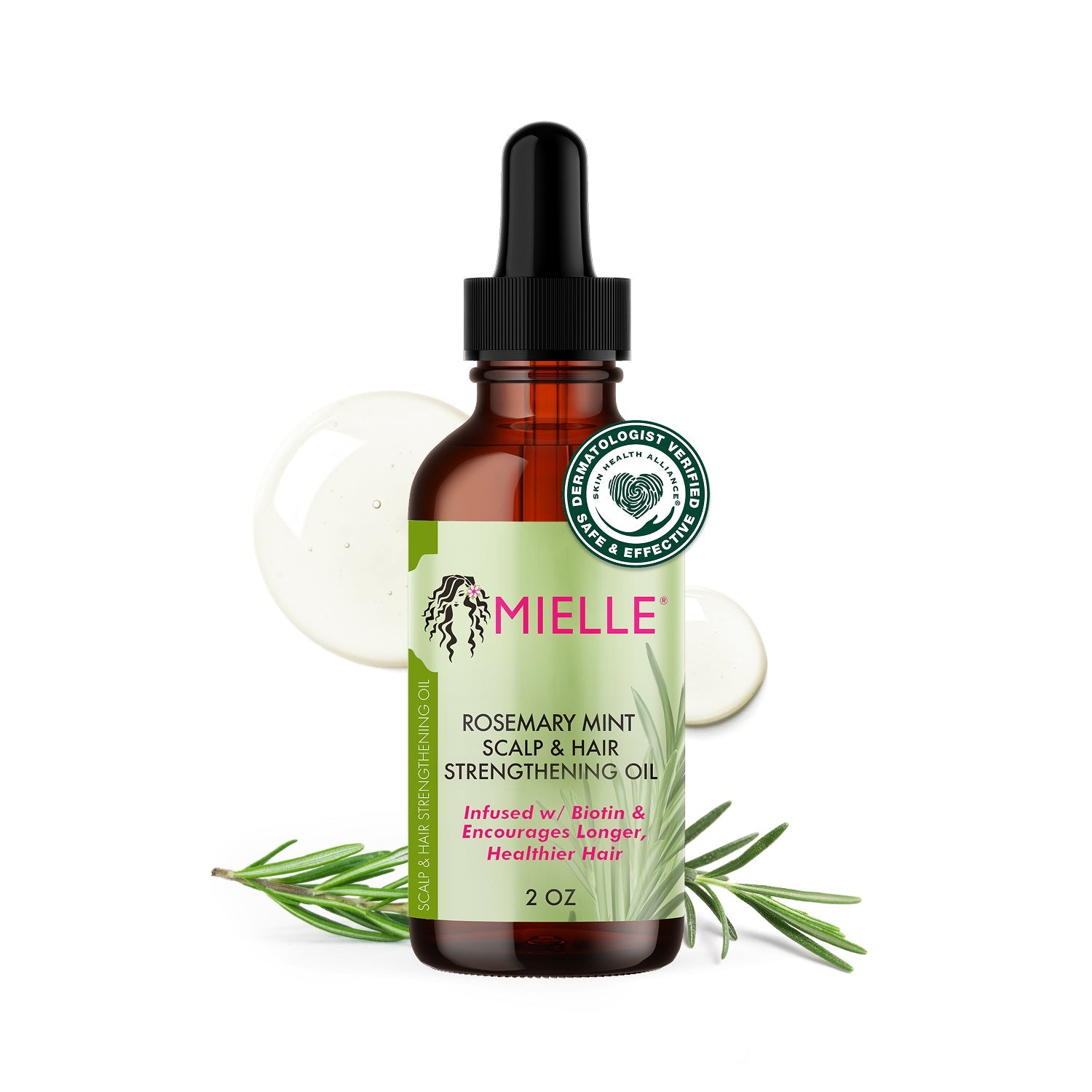 Mielle, Scalp & Hair Strengthening Oil, Rosemary Mint 59ml — official pack photo rosemary-mint-oil (Rosemary_Oil_SHAcopy.jpg) from mielleorganics.com