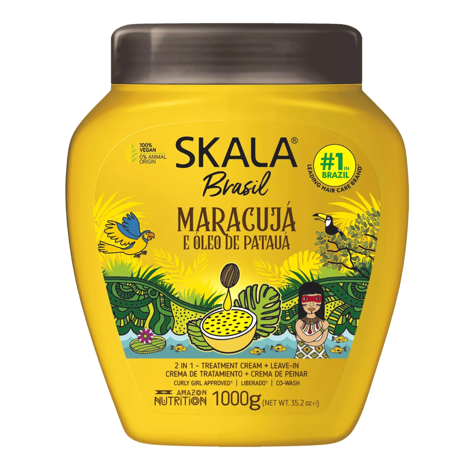 SKALA #MaisCachos 2-in-1 Curl Treatment Cream – Deep Hydration & Curl Definition (35.3oz) - Maracujá – Shine & Softness official pack